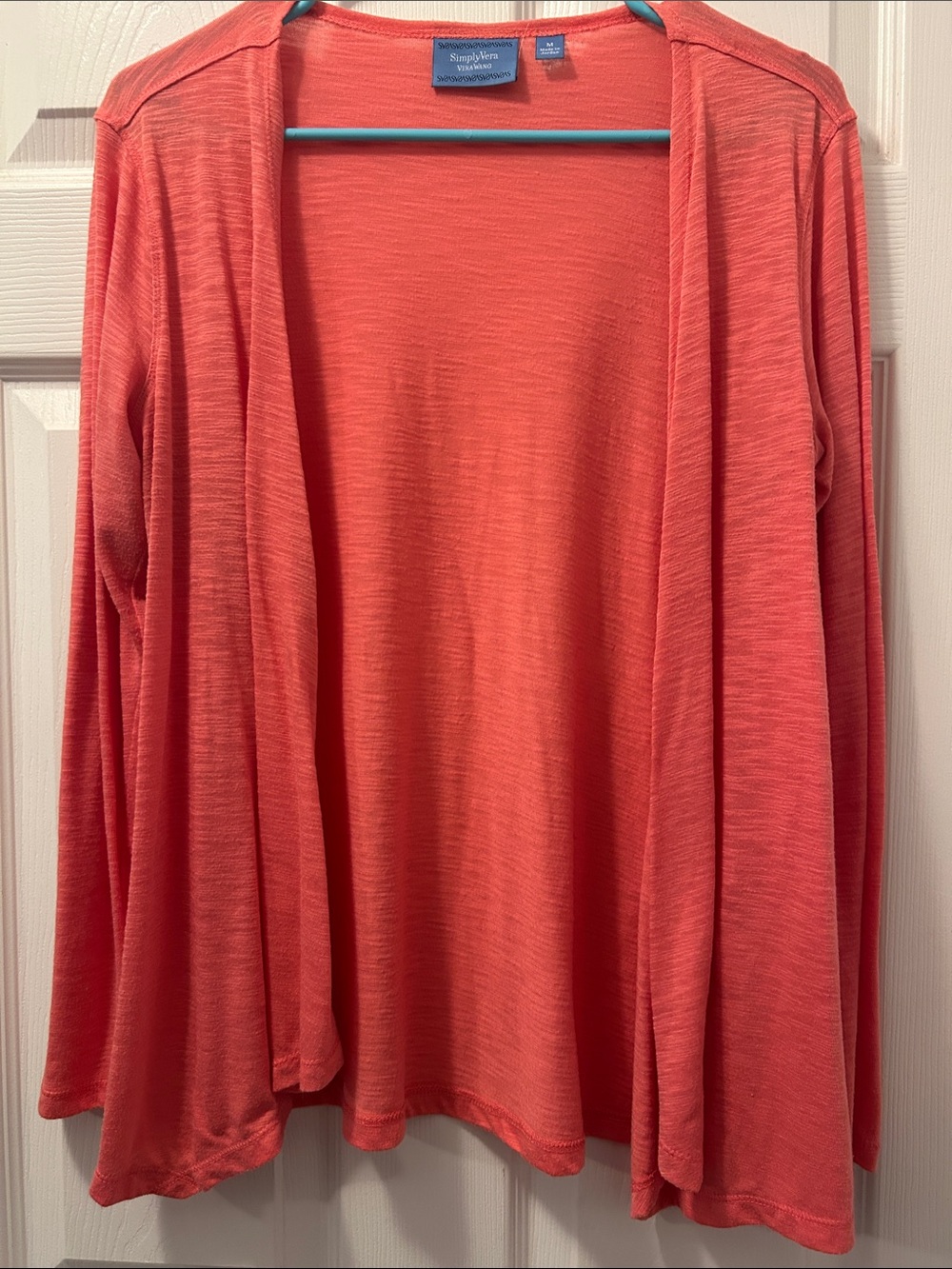 Simply Vera Vera Wang Coral Open-Front Lightweight Cardigan